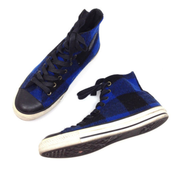 blue plaid converse shoes